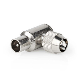 Nedis IEC (Coax) Connector | 90° Gehoekt | Male | Vernikkeld | 75 Ohm | Schroef | Diameter kabelinvoer: 7.0 mm | Metaal | Zilver | 2 Stuks | Doos -