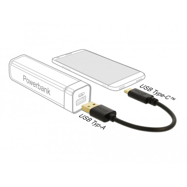 Delock USB Charging Cable Type-A to USB Type-C™ 3 A 15 cm