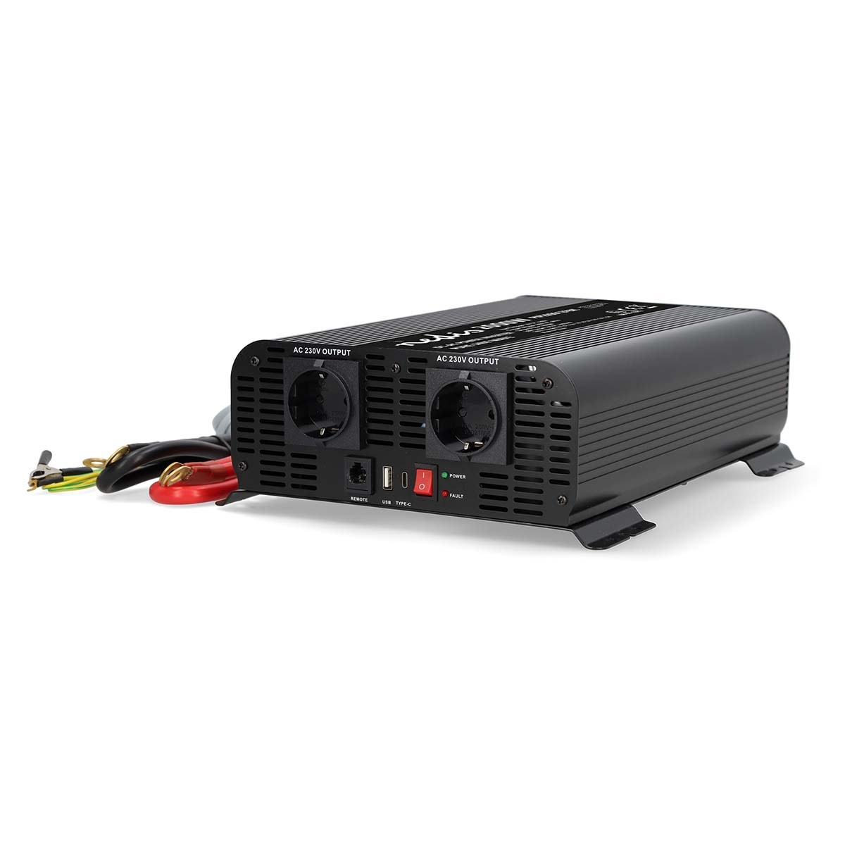 Nedis Inverter Pure Sinusgolf - Ingangsvoltage: 12 V DC - Apparaat stroomoutput: Type F (CEE 7/3) / USB-A / USB-C - 230 V AC 50 Hz - 2000 W - Piekvermogen: 4000 W - Screw Terminal