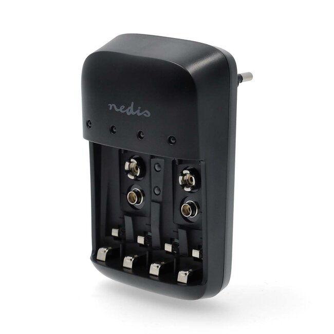 Nedis batterijenlader voor AA-, AAA- en E (9V) batterijen
