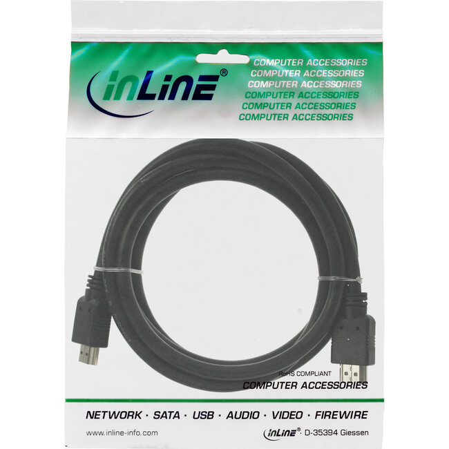 InLine® HDMI kabel, HDMI high speed, male / male, zwart, 5m