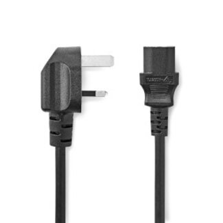 Nedis Stroomkabel | UK Male | IEC-320-C13 | Gehoekt | Recht | Vernikkeld | 3.00 m | Rond | PVC | Zwart | Label