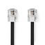 Telecomkabel | RJ11 Male | RJ11 Male | 10.0 m | Kabel design: Plat | Connectorplating: Goud Verguld | Kabeltype: RJ11 | Zwart | Label