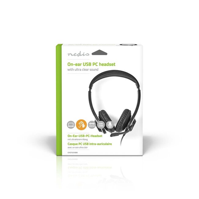 Nedis comfortabele stereo on-ear PC-headset | USB-C/USB-A | 1,8 meter