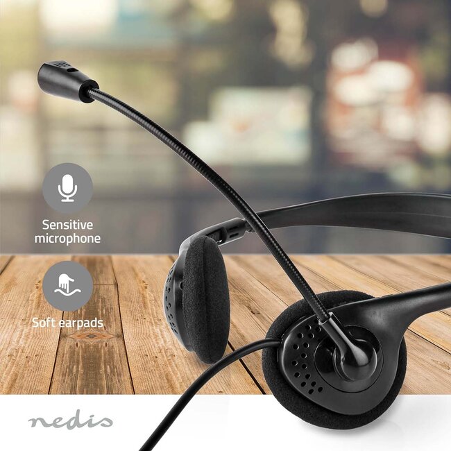 Nedis stereo on-ear PC-headset | USB-C/USB-A | 1,8 meter