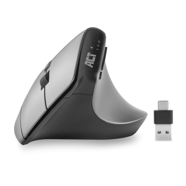 ACT ergonomische USB-A/USB-C en Bluetooth muis | 7 knoppen | 1000-2400 dpi