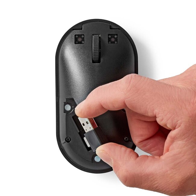 Nedis draadloze muis | compact | USB-A/USB-C dongle | 1200 dpi | 3 knoppen