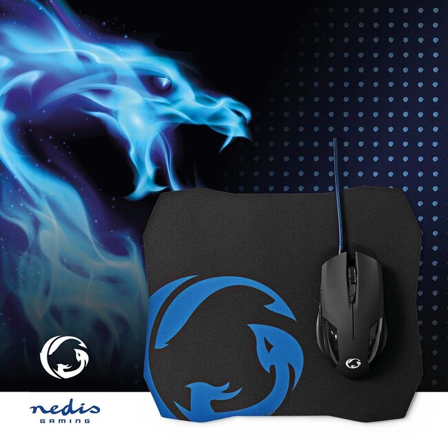 Nedis Gaming USB muis met muismat | USB-A | 7200 dpi | 6 knoppen | 1,5 meter