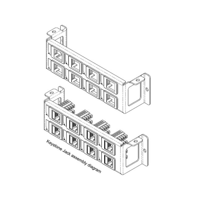 Delock Keystone Mounting Panel 8 Port surface mount vertical