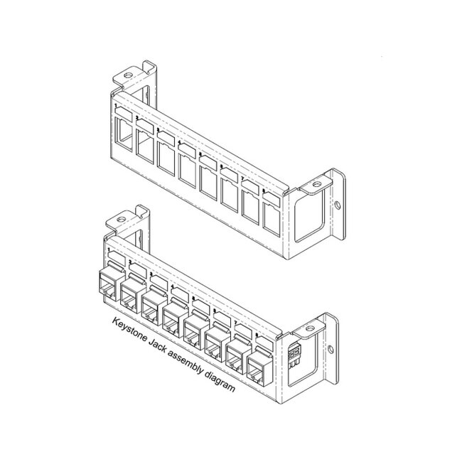 Delock Keystone Mounting Panel 8 Port surface mount horizontal