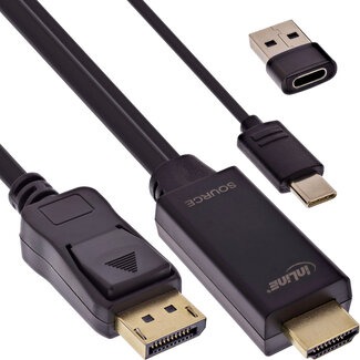 InLine® nLine® HDMI naar DisplayPort-converterkabel, 4K/60Hz, zwart, 1m