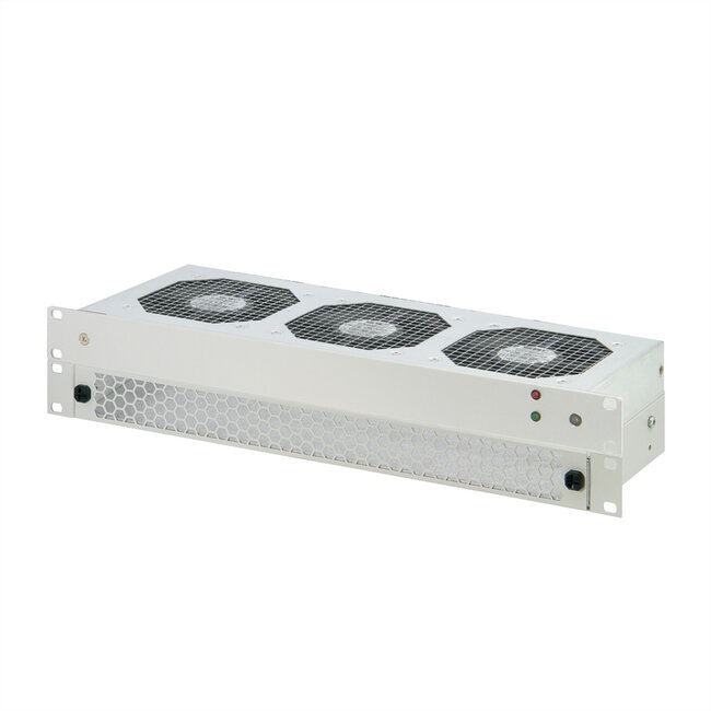 SCHROFF 1 U Luchtrooster voor 19" ventilatorkast, 3 ventilatoren, vooraan geperforeerd, 193 mm, RAL 9006