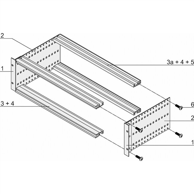 SCHROFF EuropacPRO 19" moduledrager voor achterwand, zwaar, retrofit afscherming, 3 HE, 175 mm
