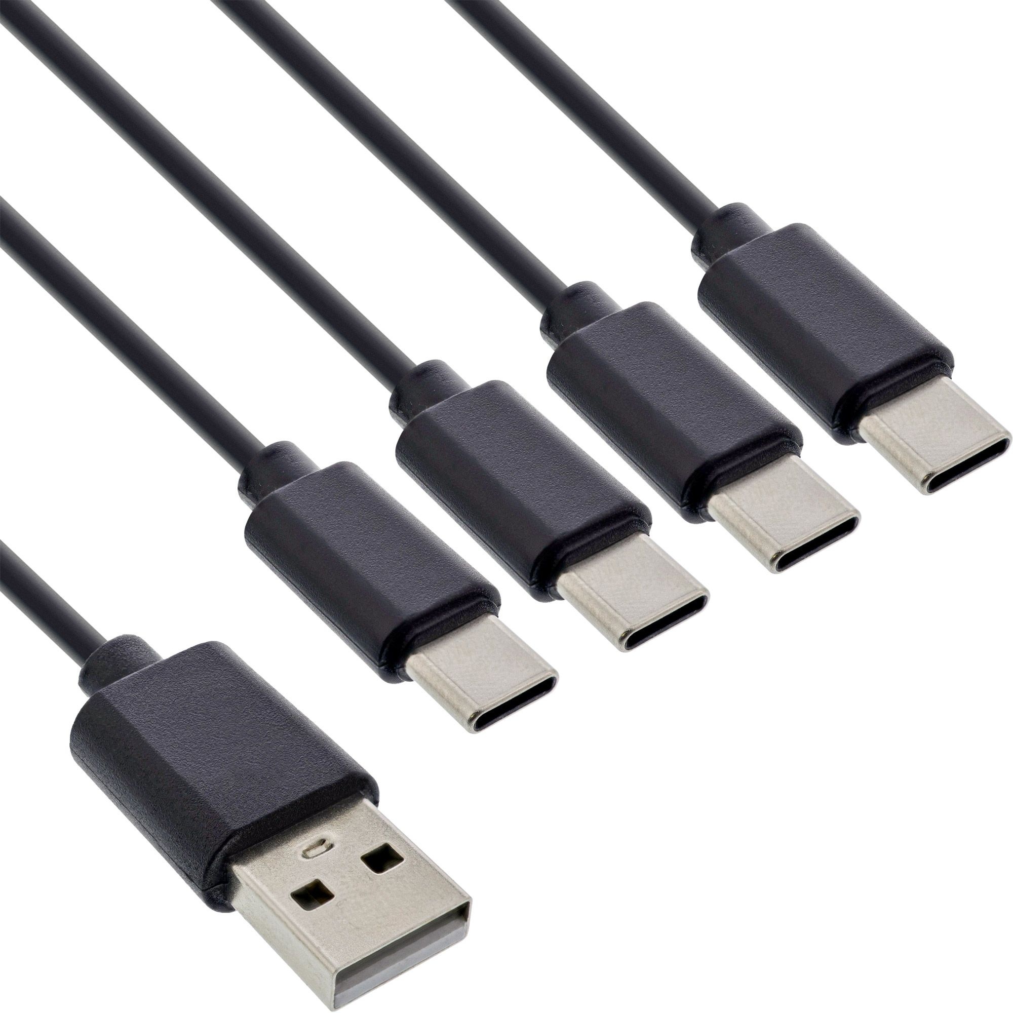 InLine 35142 USB-kabel USB 2.0 2 m USB A 4 x USB-C Zwart
