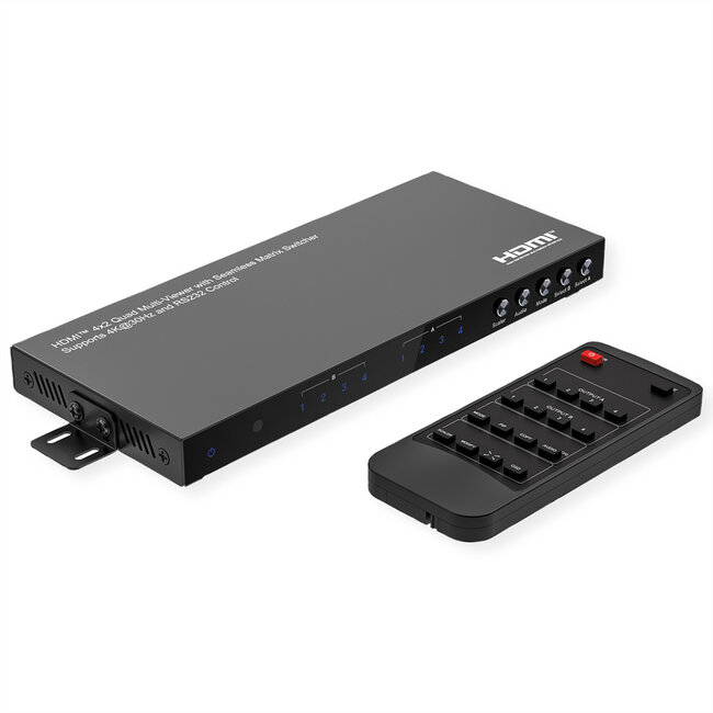 VALUE HDMI Matrix Switch,4x2 QUAD Multi-Viewer, Naadloos schakelen
