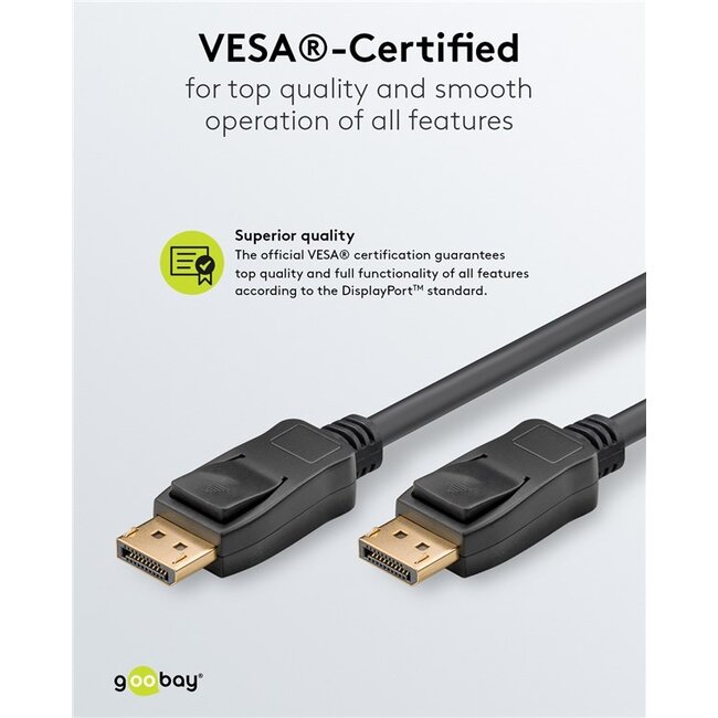 Goobay DisplayPort™ Cable 1.4, Certified, 32,4 Gbit/s 2 m