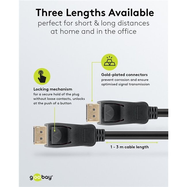 Goobay DisplayPort™ Cable 1.4, Certified, 32,4 Gbit/s 2 m