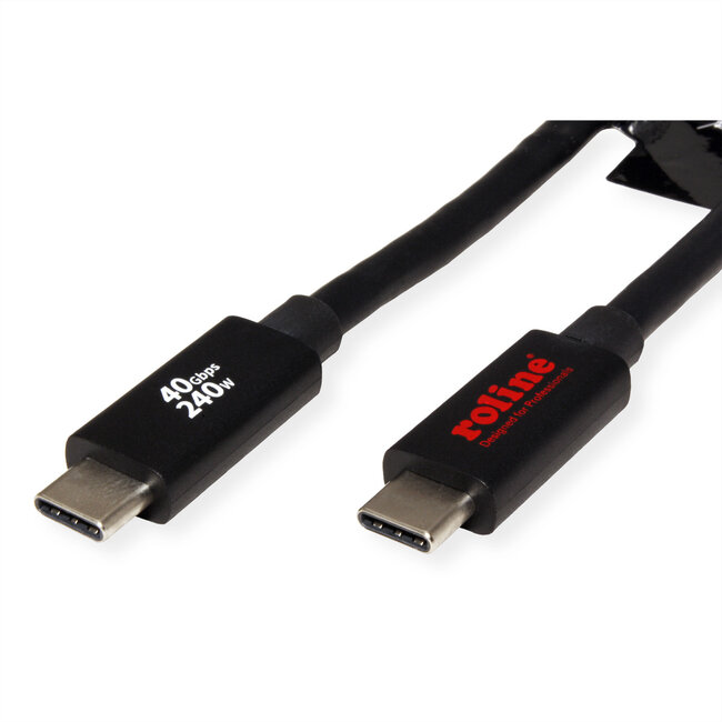 ROLINE USB4 Gen3x2 Kabel, C-C, M/M, 40Gbit/s, 240W , zwart, 2 m