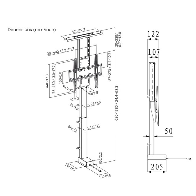 My Wall liftbeugel voor schermen tot 55 inch | gemotoriseerd | app, stem en afstandsbediening