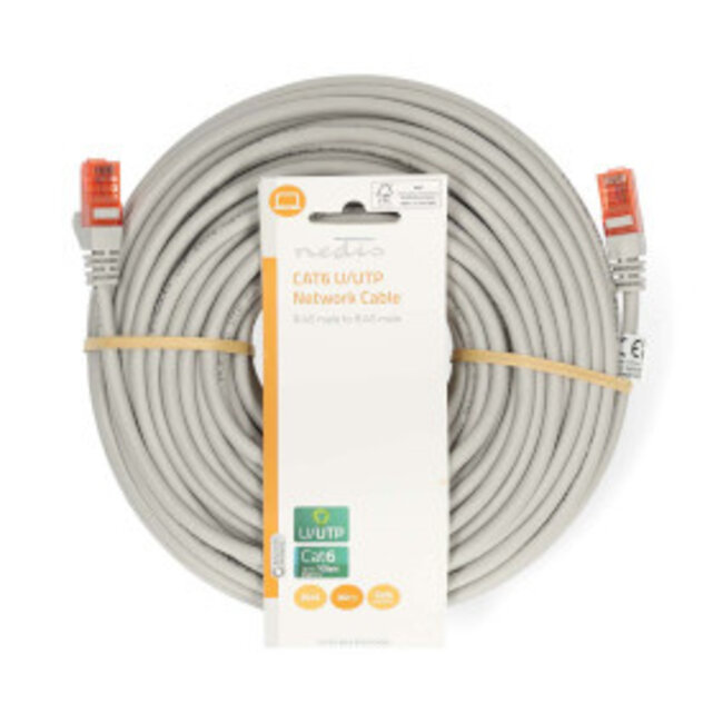 CAT6 Netwerkkabel | RJ45 Male | RJ45 Male | U/UTP | 30.0 m | Rond | PVC | Grijs | Label