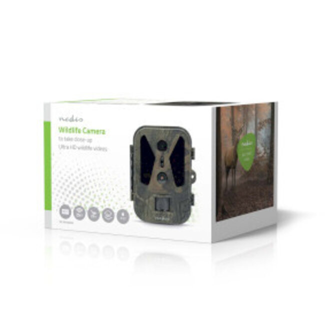 Wildcamera | 4K@10fps | 50 MPixel | 8 MPixel CMOS | IP65 | Zwart No-Glow IR | Nachtzicht | Kijkhoek: 100 ° | Bewegingssensor | Detectiehoek: 120 ° | Detectiebereik: 25 m | Scherm grootte: 2.4 " | LCD-Scherm | Bruin / Groen