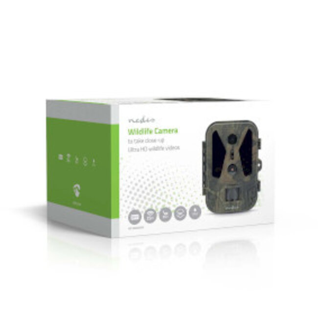 Wildcamera | 4K@10fps | 50 MPixel | 8 MPixel CMOS | IP65 | Zwart No-Glow IR | Nachtzicht | Kijkhoek: 100 ° | Bewegingssensor | Detectiehoek: 120 ° | Detectiebereik: 25 m | Scherm grootte: 2.4 " | LCD-Scherm | Bruin / Groen
