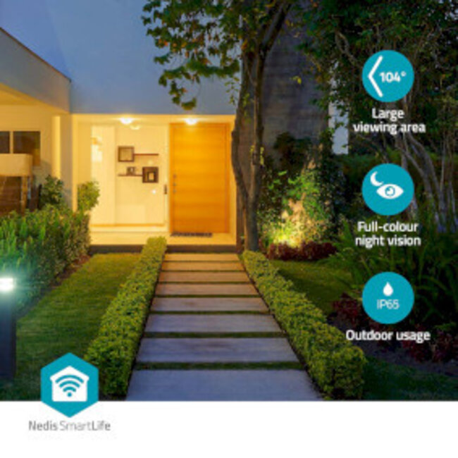 SmartLife Camera voor Buiten | Wi-Fi | Spotlight | 3MP Full HD 1296p | Pan tilt | IP65 | Cloud Opslag (optioneel) / microSD (niet inbegrepen) / Onvif | 5 V DC | Met bewegingssensor | Nachtzicht | Wit