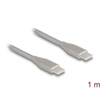 DeLOCK Delock USB-C™ cable with metal sheath USB Type-C™ male to male PD 3.0 60 W 1 m silver