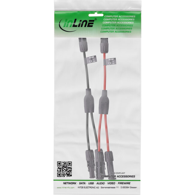 InLine® Solar kabel 2-voudige verdelerset zwart/rood 0,36m