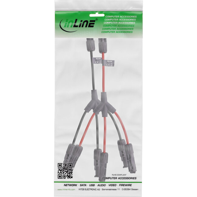 InLine® Solar kabel 3-weg verdelerset zwart/rood 0,36m