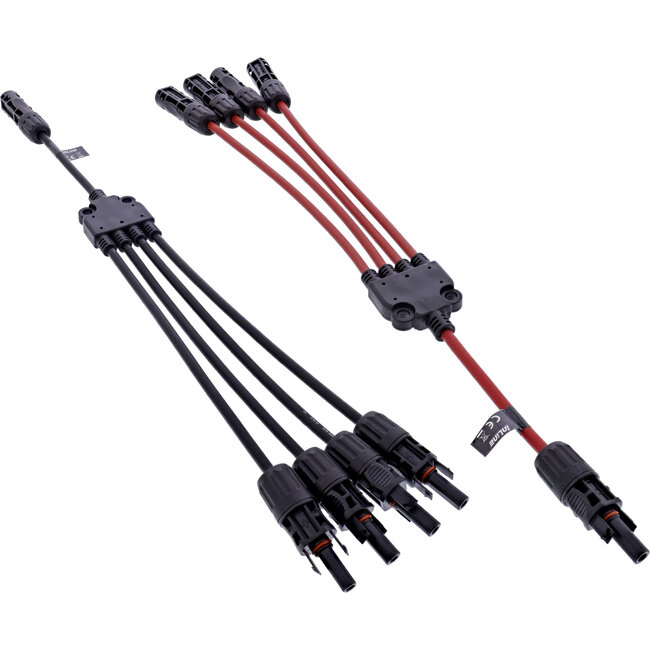 InLine® Solar kabel 4-weg verdelerset zwart/rood 0,42m