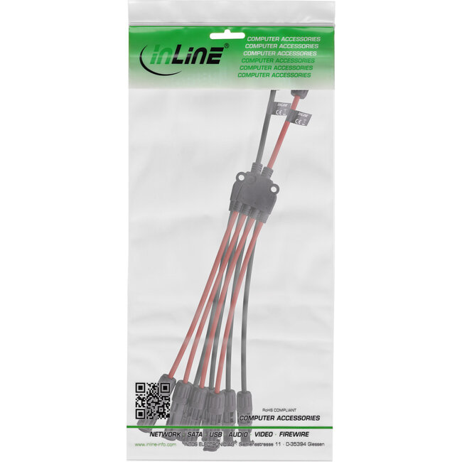 InLine® Solar kabel 4-weg verdelerset zwart/rood 0,42m