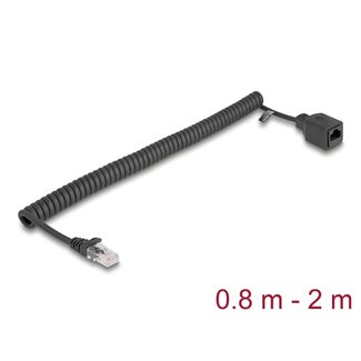 DeLOCK Delock RJ45 Coiled Cable plug to jack Cat.5e UTP 0.8 m to 2 m black