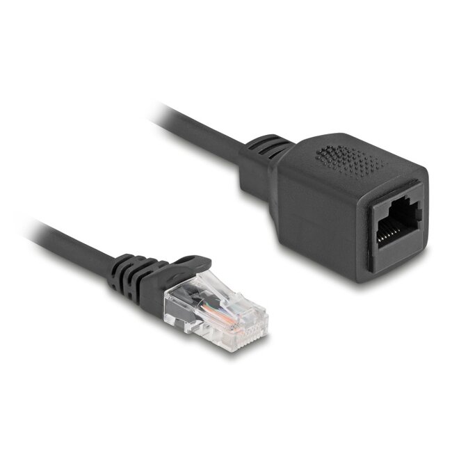 Delock RJ45 Coiled Cable plug to jack Cat.5e UTP 0.8 m to 2 m black