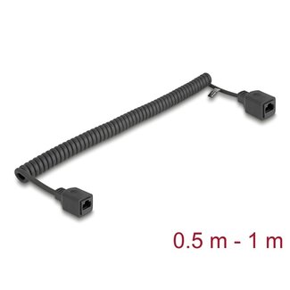 DeLOCK Delock RJ45 Coiled Cable jack to jack Cat.5e UTP 0.5 m to 1 m black