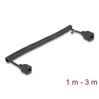DeLOCK Delock RJ45 Coiled Cable jack to jack Cat.5e UTP 1 m to 3 m black