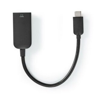 Nedis USB-C™ Adapter | USB 3.2 Gen 1 | USB-C™ Male | HDMI™ Output | 4K@60Hz | 0.20 m | Rond | Vernikkeld | PVC | Zwart | Polybag