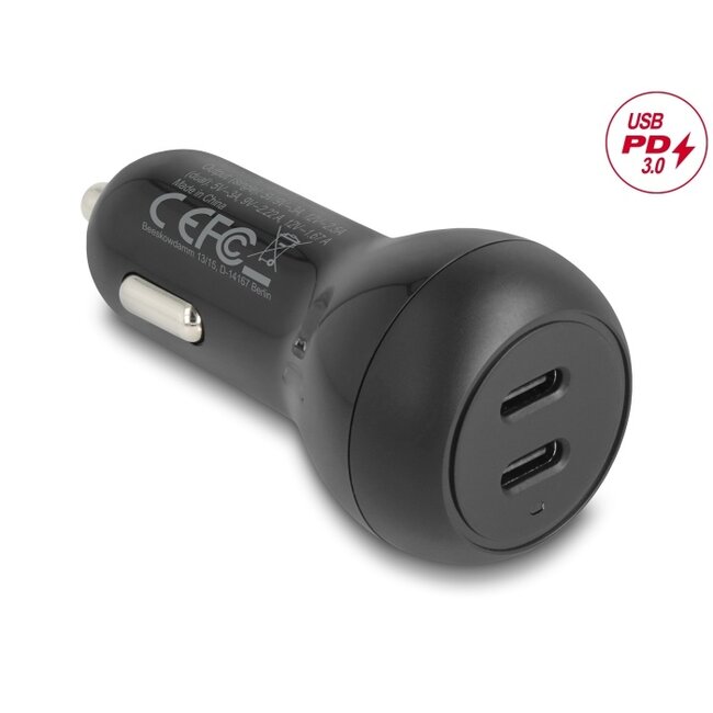 Delock Car Charger 2 x USB Type-C™ PD 3.0 with 40 W