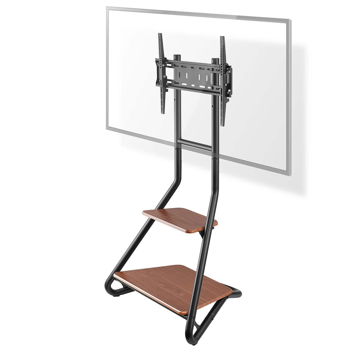 Nedis TV Vloerstandaard - 37 - 75 " - Maximaal schermgewicht: 40 kg - Bauhaus Design - Aanpasbare vooraf ingestelde hoogtes - MDF / Staal - Bruin / Zwart
