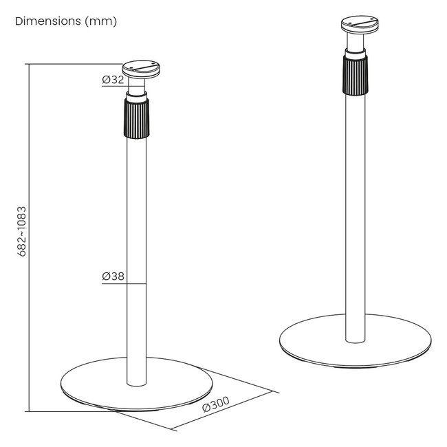 My Wall statief set voor Sonos Era 100 / Era 100 SL en Era 300 | hoogte verstelbaar | zwart