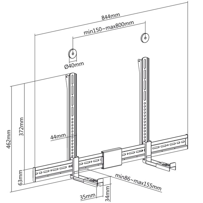 My Wall soundbar frame/muurbeugel | universeel | 9-15,5 cm diep