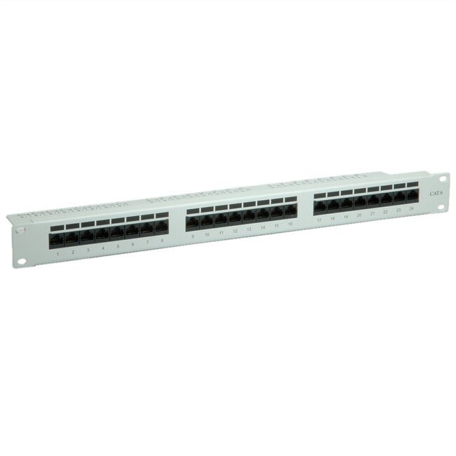 VALUE Cat.6 (klasse E) 19" patch paneel, 24P, onafgeschermd, grijs