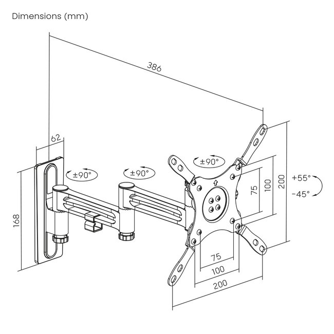 My Wall caravan muurbeugel voor schermen tot 43 inch | full motion | 3 draaipunt