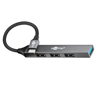 Goobay Goobay USB hub (USB-C) | 4x USB-A | USB2.0/3.0 | aluminium | 0,10 meter