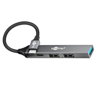 Goobay Goobay USB hub (USB-C) | 3x USB-A + 1x USB-C | USB2.0/3.0 | aluminium | 0,10 meter