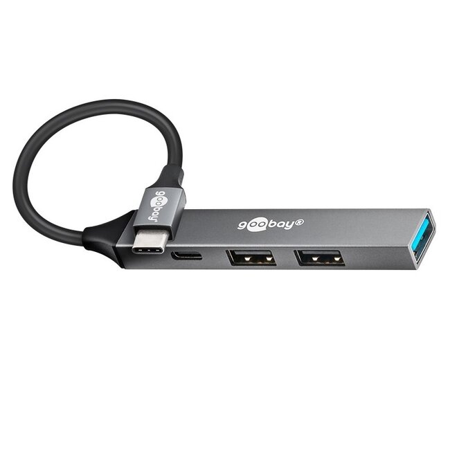 Goobay USB hub (USB-C) | 3x USB-A + 1x USB-C | USB2.0/3.0 | aluminium | 0,10 meter