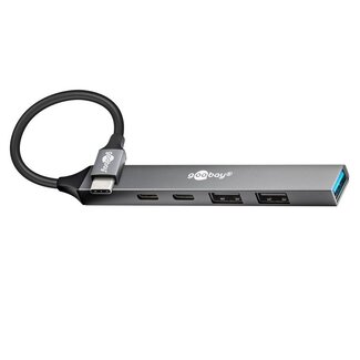 Goobay Goobay USB hub (USB-C) | 3x USB-A + 2x USB-C (1x PD 100W) | USB2.0/3.0 | aluminium | 0,10 meter