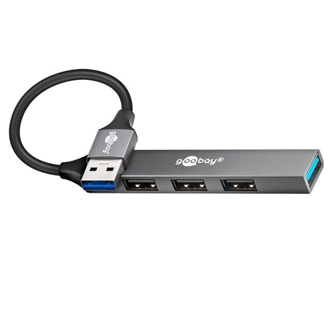 Goobay USB hub (USB-A) | 4x USB-A | USB2.0/3.0 | aluminium | 0,10 meter