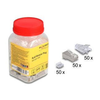 DeLOCK Delock RJ45 Modular Plug Cat.6A with bend protectection boots transparent 50 pcs set