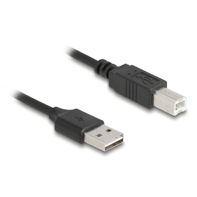 Delock Coiled Cable EASY-USB 2.0 Type-A male to USB Type-B male 0.5 m to 0.8 m black